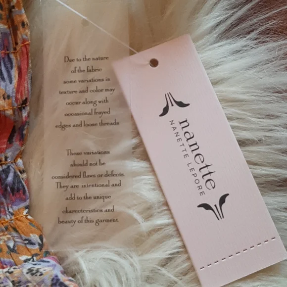 Nanette Lepore Burnt Orange Floral Print Ruched Ruffle Bottom Top, Large, NWT - Picture 9 of 12